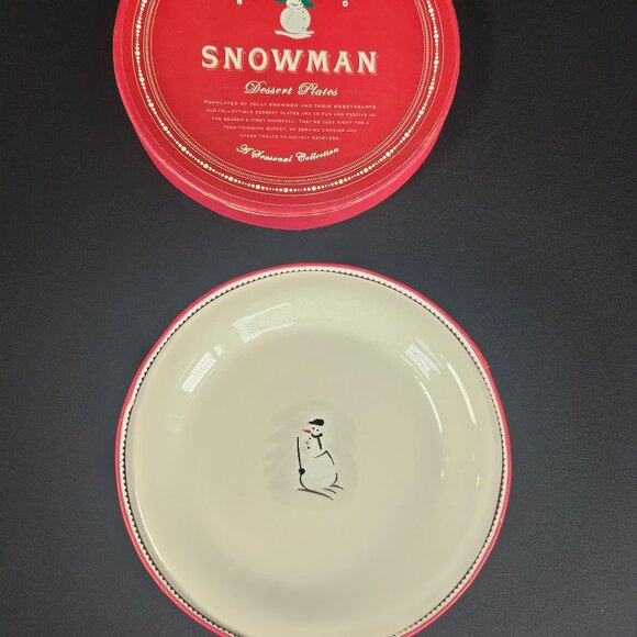 Williams Sonoma Set of 6 Assorted Snowman Dessert Plates Seasonal Collection - Picture 2 of 14